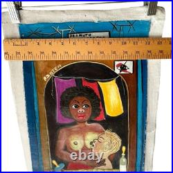 Cuban Folk Art Feminist Prostitute Breastfeeding Man Oil Painting Symbolism Nude