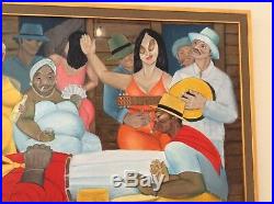 Cuban Oil painting after Hector Molne guajiros Afro Cuba folk Latin American art
