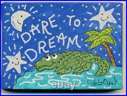 DARE TO DREAM Motto. ALLIGATOR. Moon & Stars. Original FLORIDA FOLK ART PAINTING DARE TO DREAM Motto. ALLIGATOR. Moon & Stars. Original FLORIDA FOLK ART PAINTING