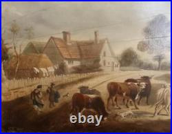 DUTCH OLD MASTER 18th Century Folk Landscape Oil Painting OFF TO MARKET