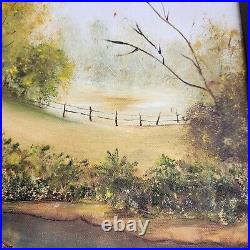D. Davidson Painting Landscape Trees Lake Original Art Framed Signed 23X19