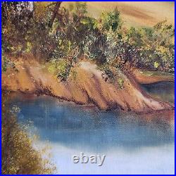 D. Davidson Painting Landscape Trees Lake Original Art Framed Signed 23X19