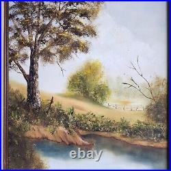 D. Davidson Painting Landscape Trees Lake Original Art Framed Signed 23X19