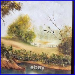 D. Davidson Painting Landscape Trees Lake Original Art Framed Signed 23X19