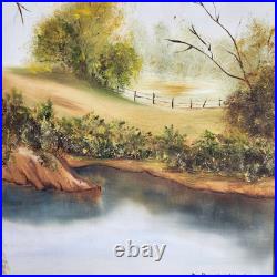 D. Davidson Painting Landscape Trees Lake Original Art Framed Signed 23X19