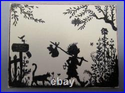 Dana Strong HOBO SCAMP Boy Cat Slingshot Miniature Silhouette Painting FOLK ART
