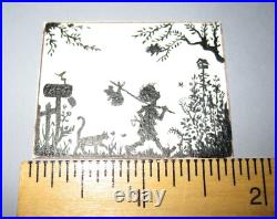 Dana Strong HOBO SCAMP Boy Cat Slingshot Miniature Silhouette Painting FOLK ART