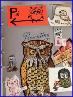 David Pease Original Owl Painting Signed Framed Folk Art Three Owls Wood dP