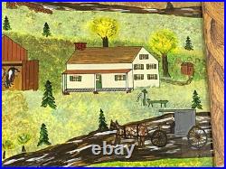 David W Gottshall (1942 2016) Folk Art Reverse Oil Foil Art Amish Homestead David W Gottshall (1942 2016) Folk Art Reverse Oil Foil Art Amish Homestead