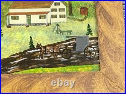 David W Gottshall (1942 2016) Folk Art Reverse Oil Foil Art Amish Homestead David W Gottshall (1942 2016) Folk Art Reverse Oil Foil Art Amish Homestead