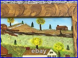 David W Gottshall (1942 2016) Folk Art Reverse Oil Foil Art Amish Homestead David W Gottshall (1942 2016) Folk Art Reverse Oil Foil Art Amish Homestead