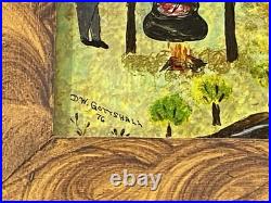 David W Gottshall (1942 2016) Folk Art Reverse Oil Foil Art Amish Homestead David W Gottshall (1942 2016) Folk Art Reverse Oil Foil Art Amish Homestead