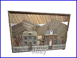 DeGroot (large!) Wood Lathe Art Rustic Town Mountain Folk Art Artist Signed