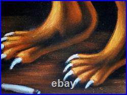 Devil on toilet smoking, Original oil painting on black velvet. Size 24x18 Devil on toilet smoking, Original oil painting on black velvet. Size 24x18