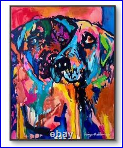 Dog Art 11x14 Abstract Expressionism Puppies COA Home Decor OOAK