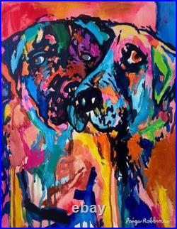 Dog Art 11x14 Abstract Expressionism Puppies COA Home Decor OOAK