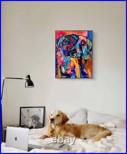 Dog Art 11x14 Abstract Expressionism Puppies COA Home Decor OOAK