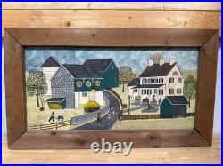 Dolores Hackenberger Folk Art Painting Large Farmhouse Barn Scene Framed A4