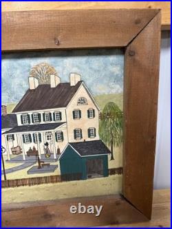 Dolores Hackenberger Folk Art Painting Large Farmhouse Barn Scene Framed A4