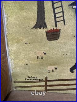 Dolores Hackenberger Folk Art Painting Large Farmhouse Barn Scene Framed A4