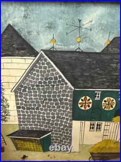 Dolores Hackenberger Folk Art Painting Large Farmhouse Barn Scene Framed A4