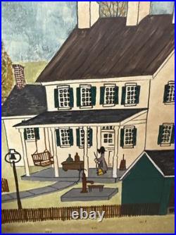 Dolores Hackenberger Folk Art Painting Large Farmhouse Barn Scene Framed A4