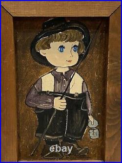 Dolores Hackenberger Little Amish Boy Framed & Signed Oil Painting on Canvas