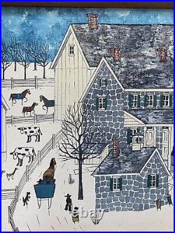 Dolores Hackenberger Original Oil Painting Amish Folk Art Winter Scene 12 X 16