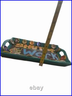 Dr Bob Art Tray With Handles Shut Up And Work Louisiana Folk Art Bottle Caps