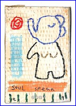 E9Art'soul speak' elephant outsider cartoon art brut humor folk cardboard naif