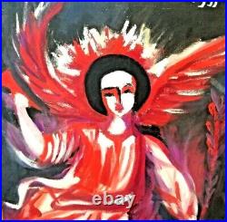 ESTATE ART CLEANOUT Naïve Folk ANGEL Painting, Signed L. Giffen, Mississippi