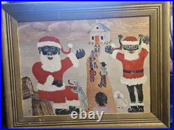 E. B. Edward Ott Outsider Primative Black Folk Art Painting Black Santa