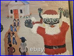 E. B. Edward Ott Outsider Primative Black Folk Art Painting Black Santa