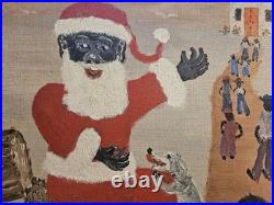 E. B. Edward Ott Outsider Primative Black Folk Art Painting Black Santa