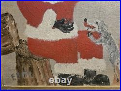E. B. Edward Ott Outsider Primative Black Folk Art Painting Black Santa