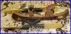 Early 1900s Folk Art Painted Wood Whirligig Native American Indians in Canoe