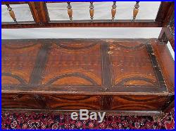 Early 19th C Antique Grain Painted Pine Hall Settle Bench Folk Art Paint