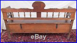 Early 19th C Antique Grain Painted Pine Hall Settle Bench Folk Art Paint