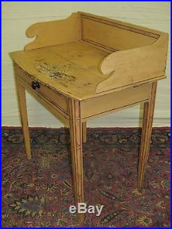 Early 19th C Hepplewhite Rare Folk Art Bamboo Painted Antique Wash Stand