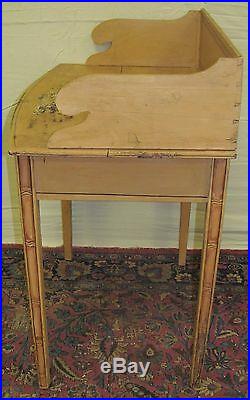 Early 19th C Hepplewhite Rare Folk Art Bamboo Painted Antique Wash Stand