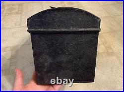 Early 19th Century NY State Lg Tin Toleware Document Box W Orig Folk Art Paint