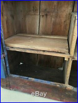 Early Aafa Antique Folk Art Cupboard Square Nail Dovetailed Original Paint Dated
