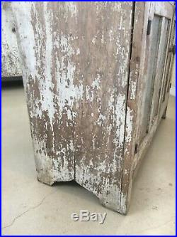 Early Aafa Antique Folk Art Cupboard White Pie Safe Punched Tin Old Paint Wood