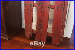 Early Aafa Antique Folk Art Primitive Wood Toy Child's Sled With Orig Red Paint