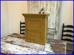 Early Aafa Folk Art Antique Original Hand Painted Mustard Wall Cabinet Wood