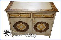Early American Primitive Hand Painted Country Chest Buffet Cabinet Folk Art