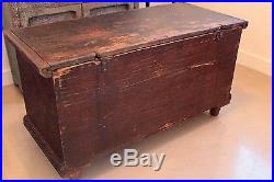 Early Antique Folk Art Hand Painted Wedding Trunk Blanket Chest Dovetailed Dated