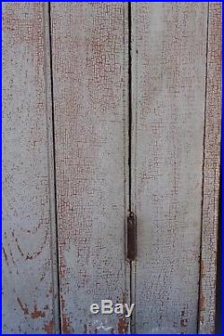 Early Antique Folk Art Primitive Wood Dry Gray Cabinet Cupboard Crackle Paint