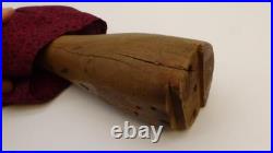 Early Primitive Folk Art Wooden Bedpost Doll Figure w Dress Original Old Paint