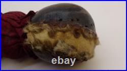 Early Primitive Folk Art Wooden Bedpost Doll Figure w Dress Original Old Paint